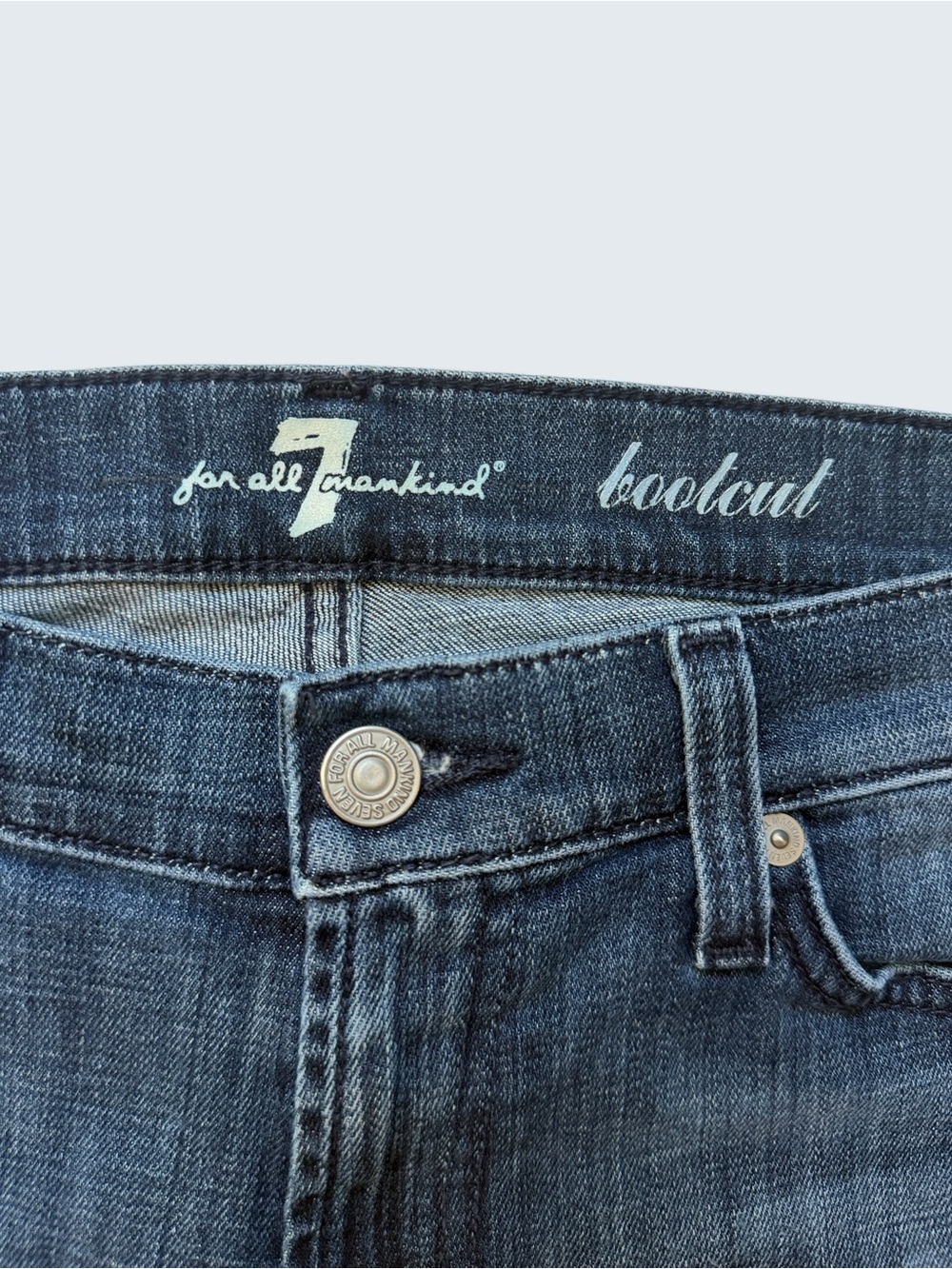 7 For All Mankind Vintage Bootcut Jeans Size 29 Squiggle Pocket Y2K - Picture 4 of 16